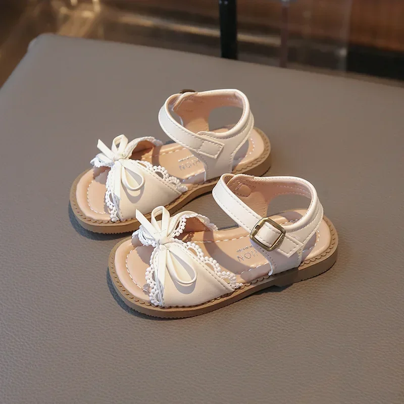 Cute Girls Causal Shoes Sweet Lace Children Fashion Beach Flat Sandals Summer Elegant Versatile Kids Princess Dress Sandal New