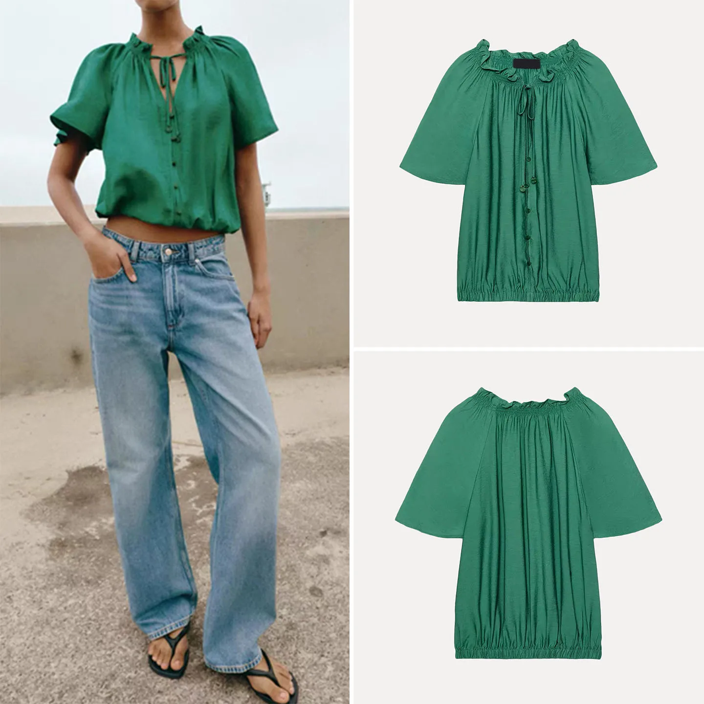 

Romantic Style Women's Shirt Spring 2026 Layered Decoration Short Sleeve Loose Fit Casual Fashion Ladies' Premium Blouse