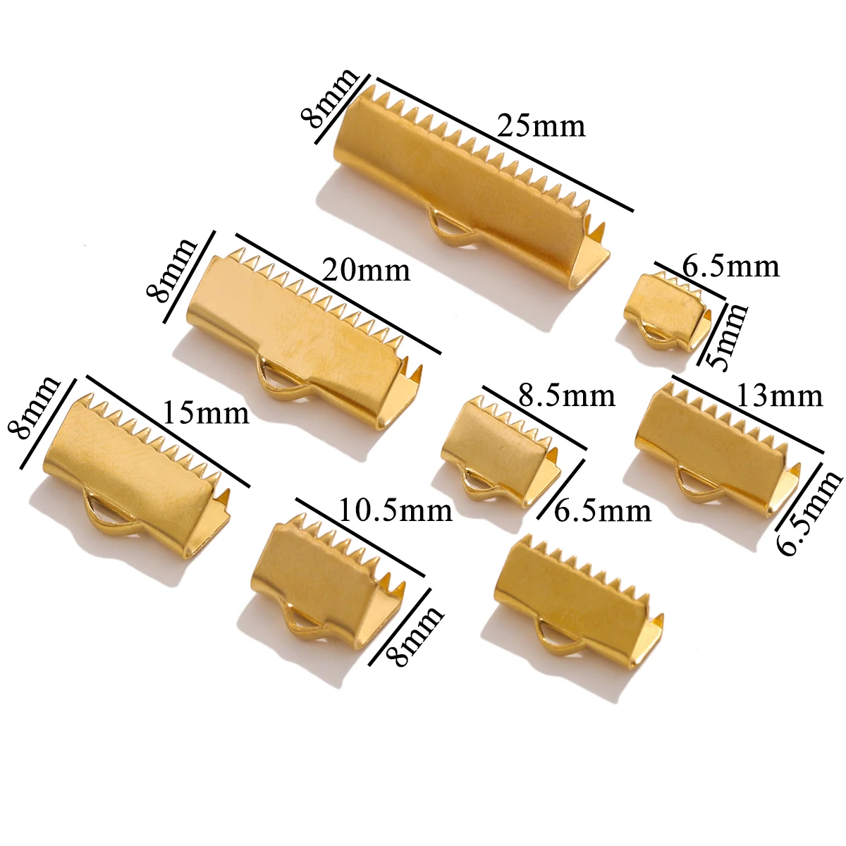 20pcs Stainless Steel Gold Color Crimp End Bead Buckle Tip Clasp DIY Rope Ribbon Leather Folding Pieces Jewelry Making Connector