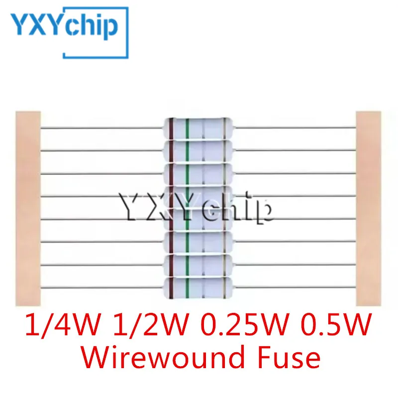 1/4W 1/2W 0.25W 0.5W Wirewound Fuse Resistance Accuracy 5% 0.15R0.22R27R33R39R47R 51R 100R Wire Wound Resistor 0.1R-560Ohm Ω