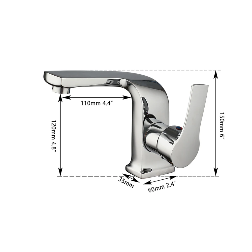 JIENI Bathroom Basin Faucet Special-Shaped Deck Mounted Stream Water Outlet Chrome Finished Single Hole With Hot Cold Mixer Taps