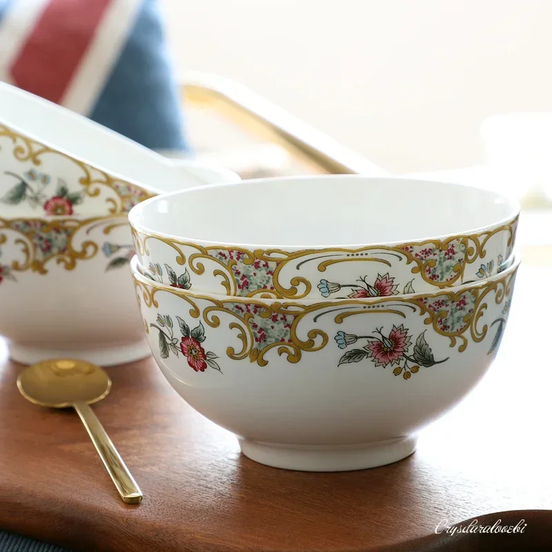6pcs Set, 4.5inch, Bone China Sauce Bowl Dinner, Noble Golden Chinese Rice Bowl, Ceramic Bowls Kids, Small Korean Bowl, Kitchen