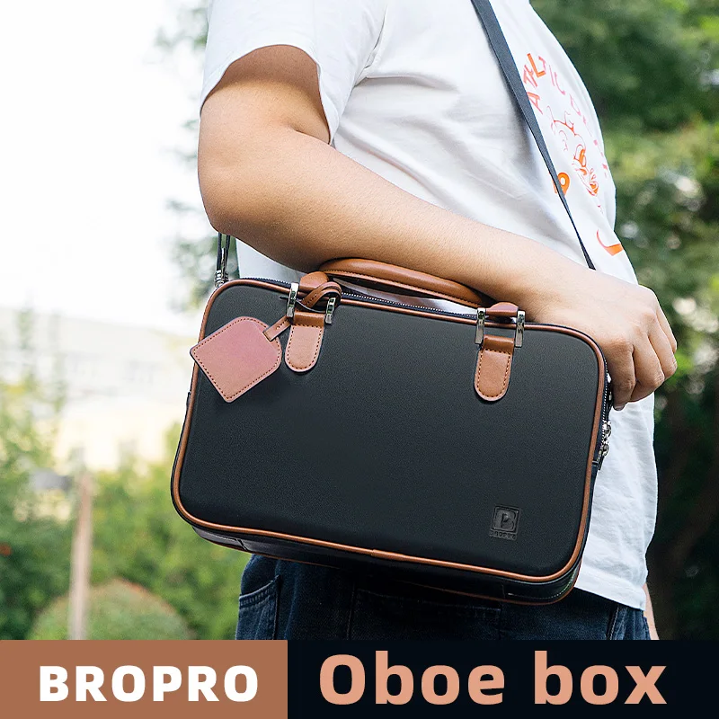 

Bropro Oboe Case Storage Box Single Shoulder Backpack Handbag Portable Leather Case Box