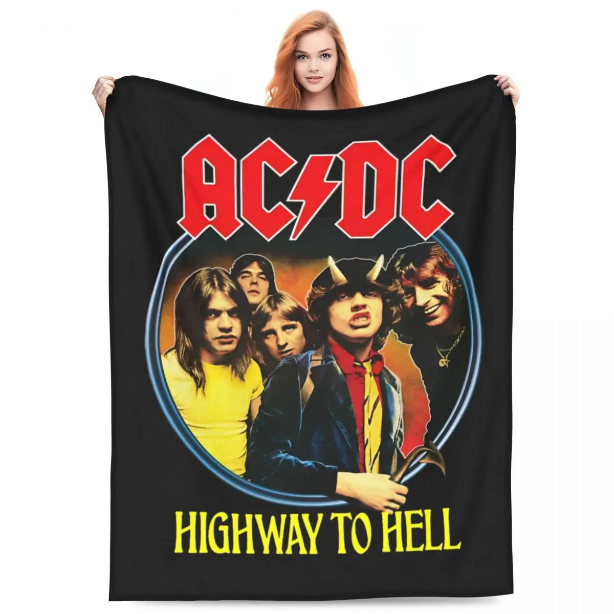 AC DC Rock Band Blanket Flannel Summer Portable Warm Throw Blankets for Bed Couch Bedding Throws