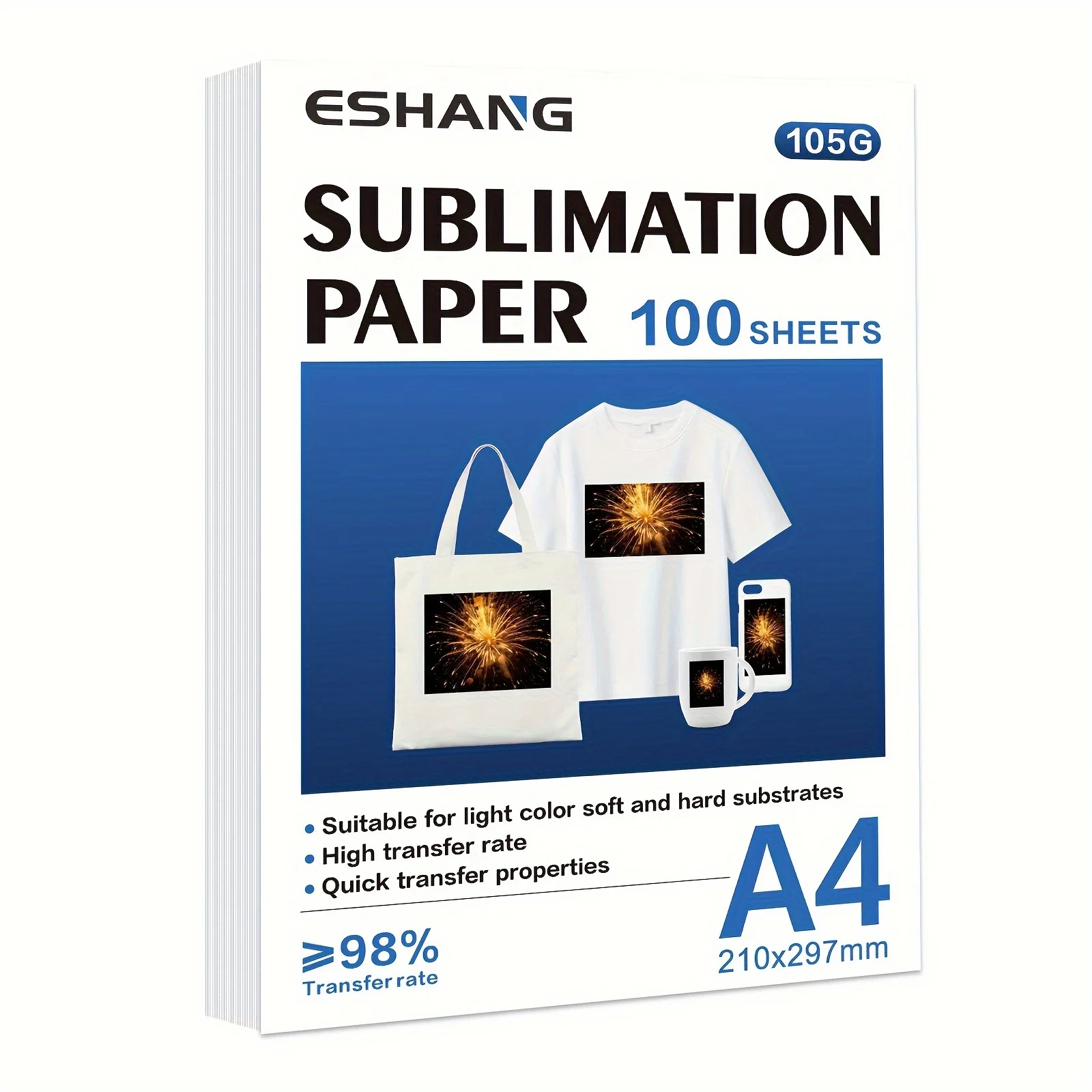 ورق تسامي 100 جرام 8.3 × 11.7 بوصة 100 ورقة لأي طابعة نافثة للحبر تتطابق مع حبر التسامي