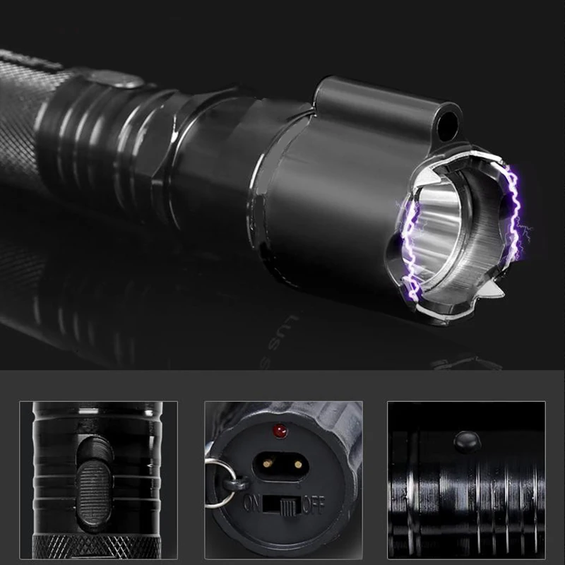 Self-defense Flashlight - Rechargeable, High Current, Super Bright 2-in-1 Security Defense