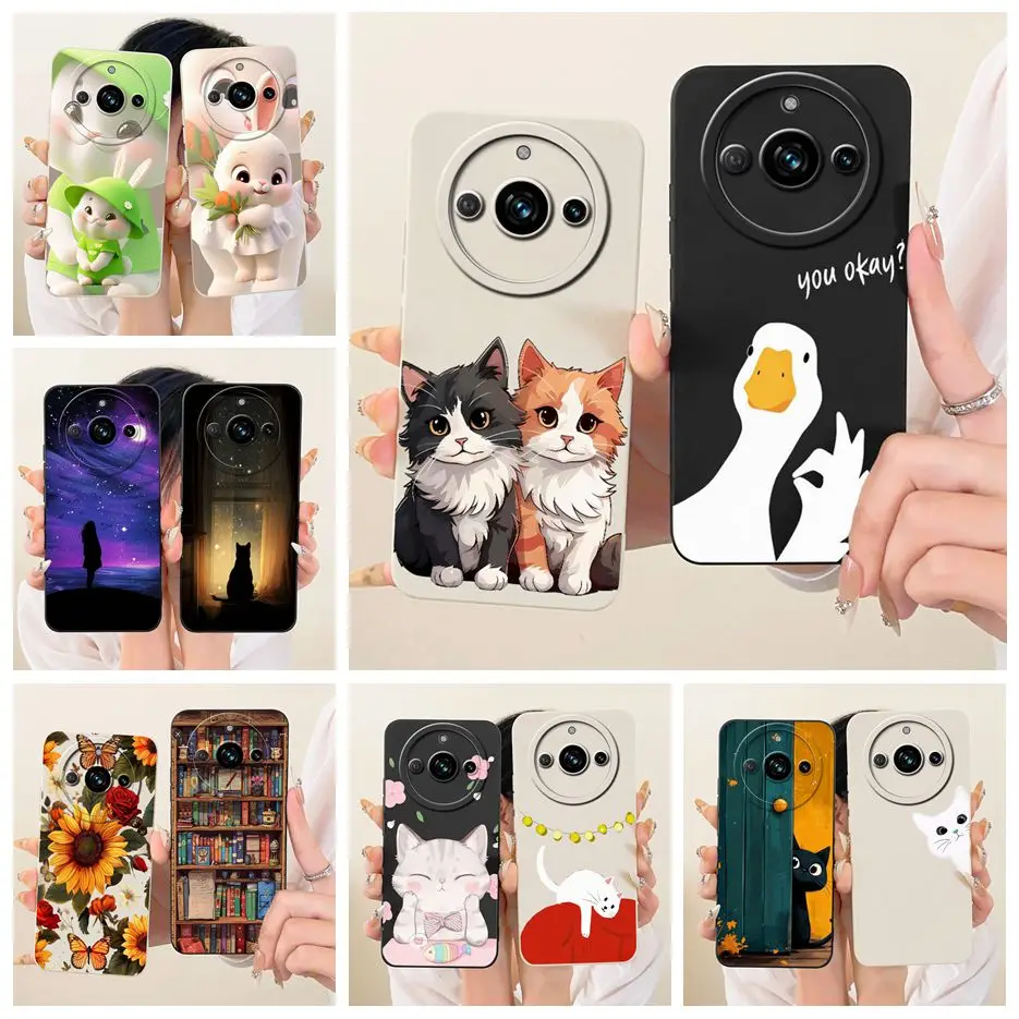 Чехол для Realme 11 Pro RMX3771 с милым рисунком кошки и утки, мягкий чехол из TPU для Realme 11 Pro Plus, Realme11 Pro+, Fundas Coque
