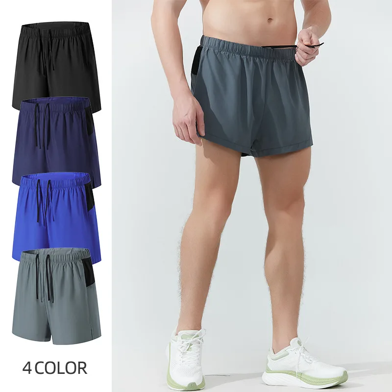 Three point shorts for summer men double-layer track and field marathon, fitness running, speed drying men's shorts