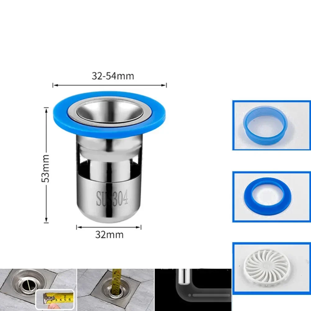 

304 Stainless Steel Floor Drain Core Deodorant Insect Proof Bathroom Deep Water Seal Bathroom Sealed Sewer Sink Deodorant Cover