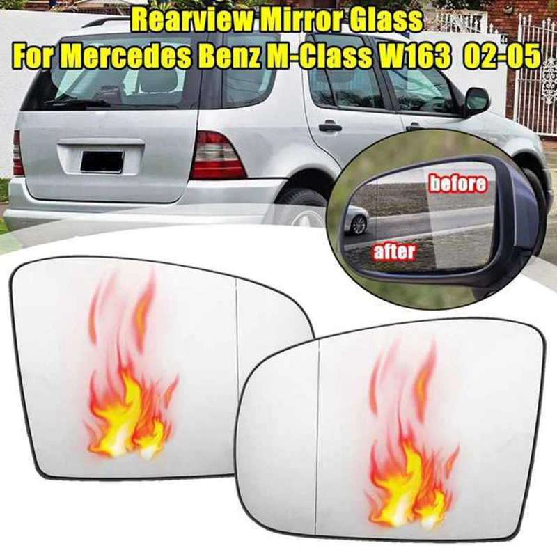 Driver Right Side Rearview Heated Mirror Glass for Mercedes-Benz M-Class W163 2002 2003 2004 2005