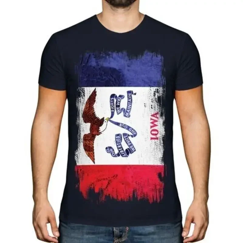Iowa Zustand Grunge Flagge Herren T-Shirt Iowan Hemd Jersey Geschenk