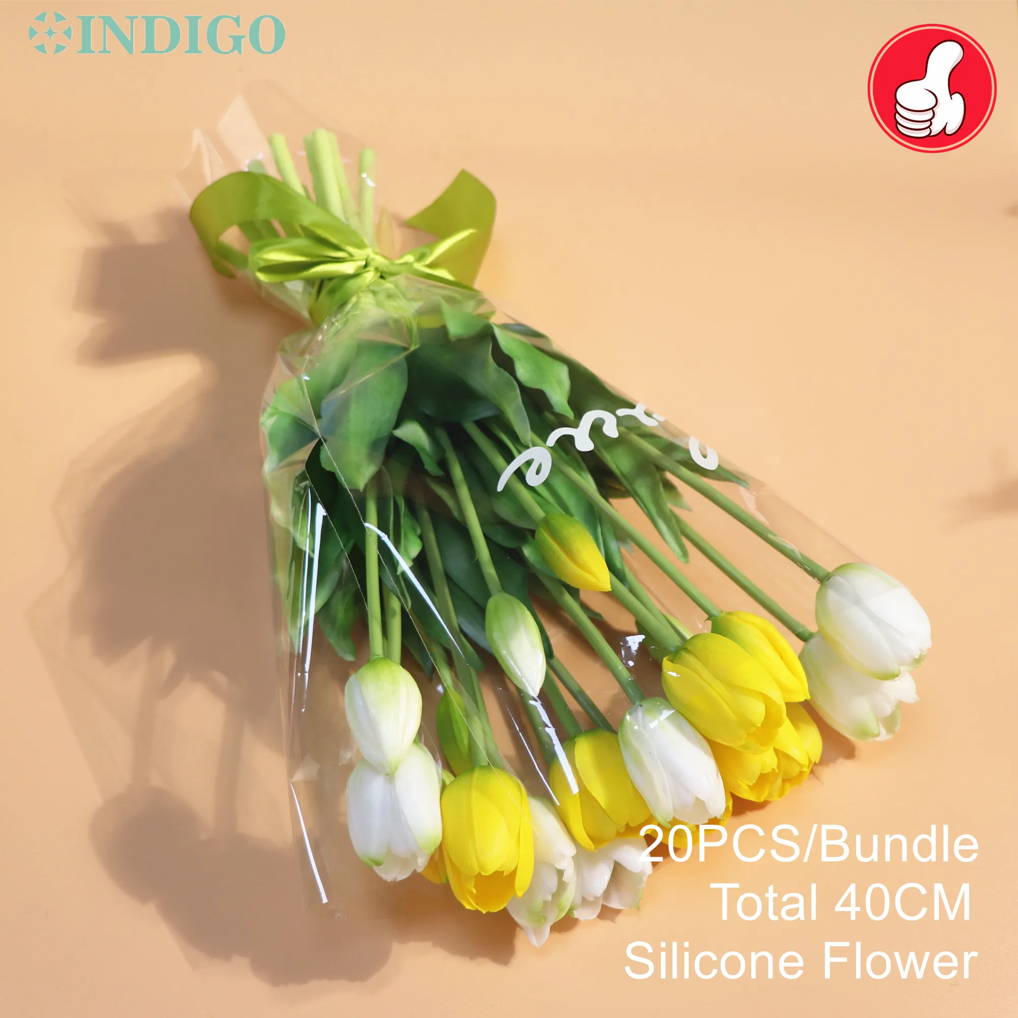 INDIGO-Silicone Yellow Tulip Bouquet, Artificial Flower, Real Touch, Calla, Home Gift, Wedding Decoration, 20PCS