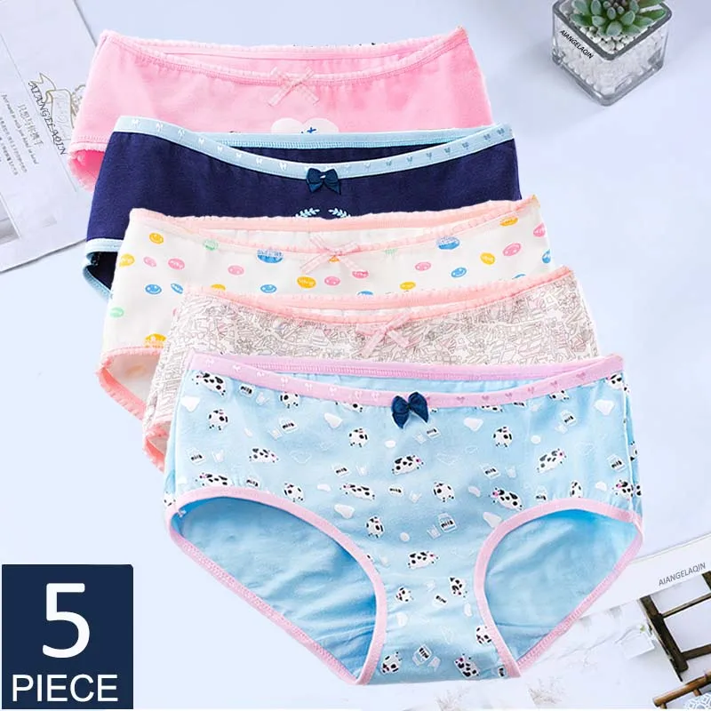 5Pcs Cotton Underwear Women's Panties Plus Size Briefs Girls Calcinha Sexy Lingerie Ladies Panty Print Cartoon Female Underpant