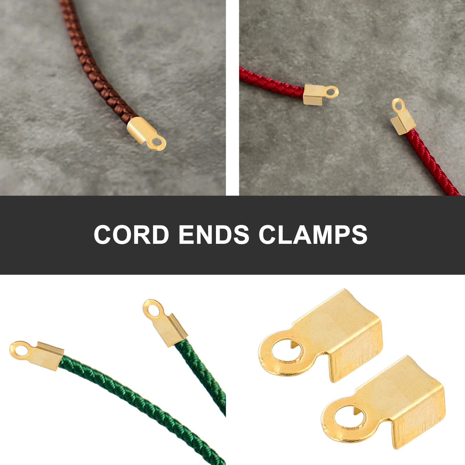 

500 Pcs Glossy Side Clip Cord Ends for Jewelry Making Bracelet Clamps Ribbon Crimp