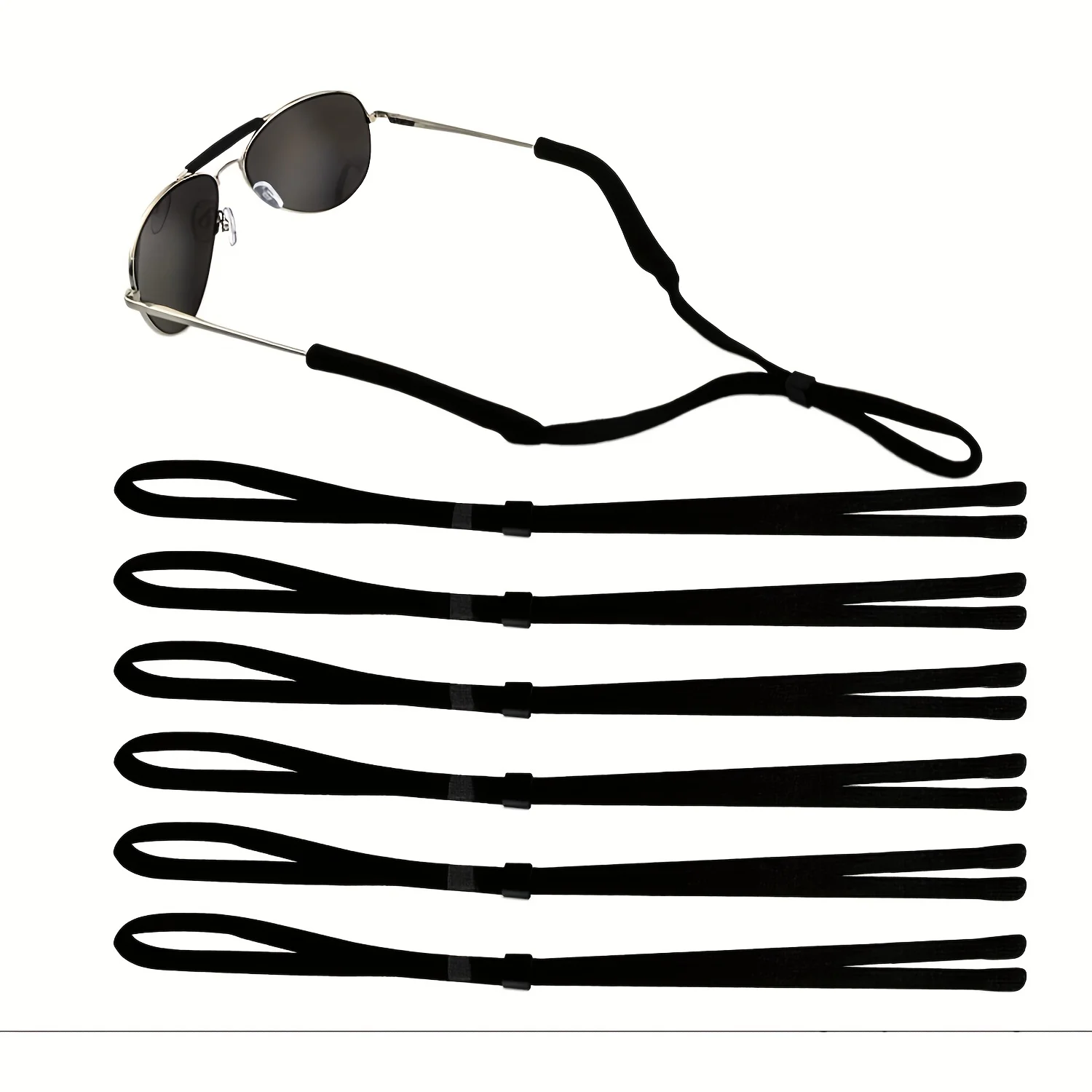 6pcs Sports Glasses Strap Holder Anit Slip Stretchy Glasses Cord Rope Retainer, Adjustable Outdoor Sports Sunglasses Chain
