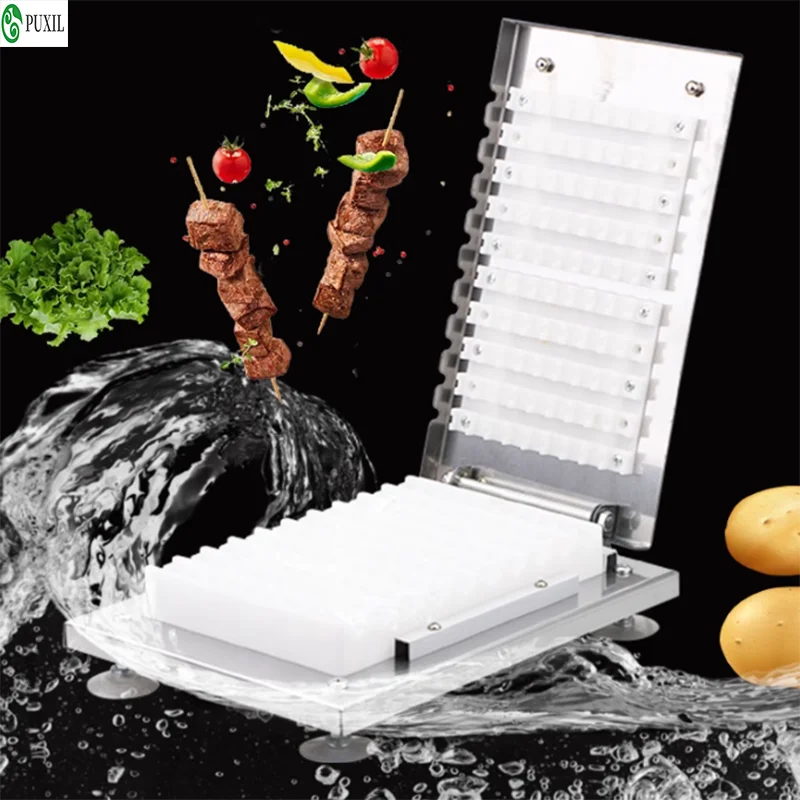 

10-струнная машина для нарезания резьбы шампура ягненка, оборудование для нарезания резьбы шампура для барбекю 35 см, нержавеющая сталь