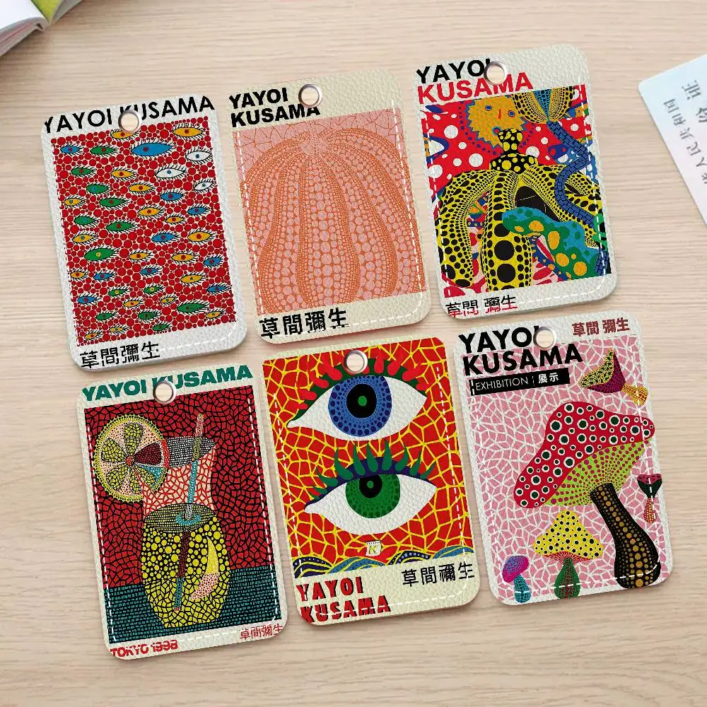 

Держатель для карт из ПУ в стиле искусства Яёи Кусамы с брелоком — премиальная защита для банковских карт, карт метро и автобусов