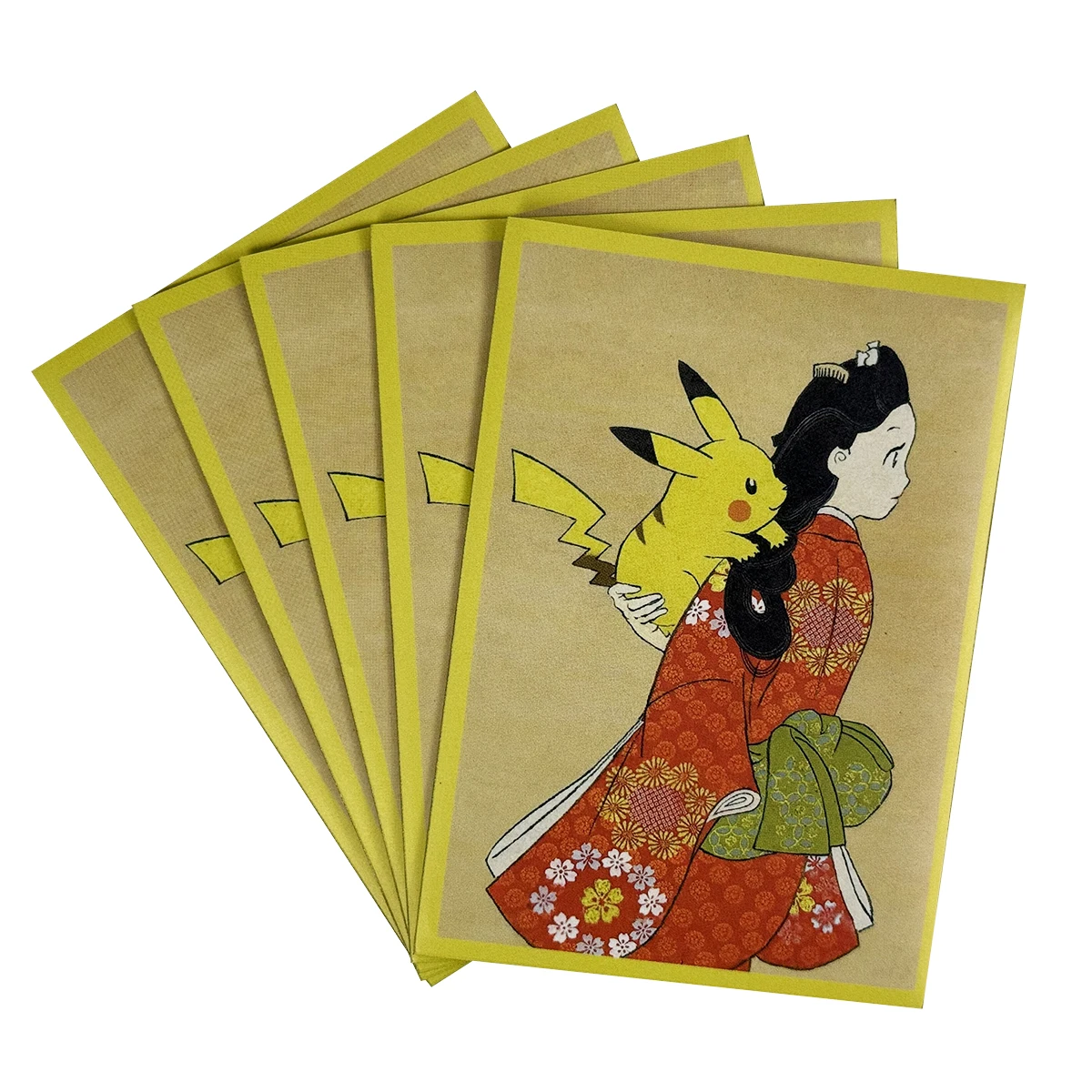 60개 피카츄와 뷰티 카드 슬리브 PKM 표준 크기 트레이딩 카드 PTCG 보호 슬리브 커버 게임 보호기 선물 66×91mm