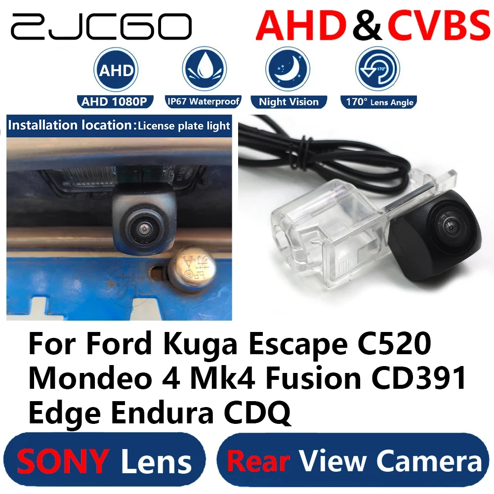 

ZJCGO AHD 1080P Parking Backup Reverse Rear view Camera for Ford Kuga Escape C520 Mondeo 4 Mk4 Fusion CD391 Edge Endura CDQ