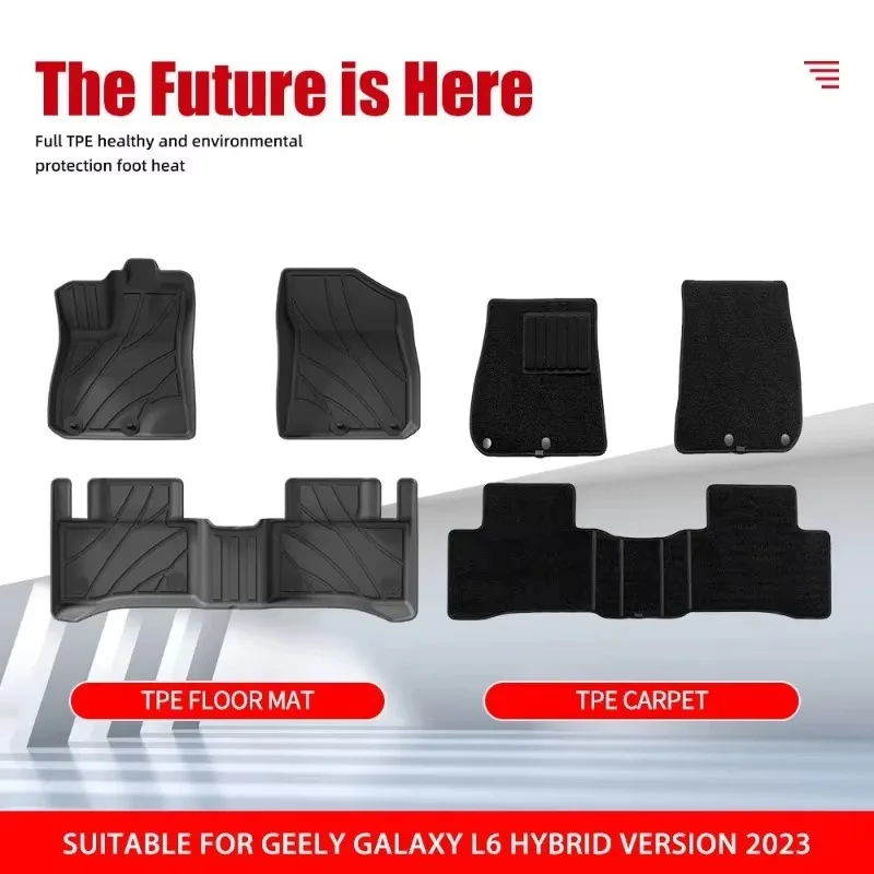 New Products Premium waterproof non-slip TPE Rear Trunk Mat for Geely Galaxy L6 (Hybrid Version) 2023，All Weather Black Interior