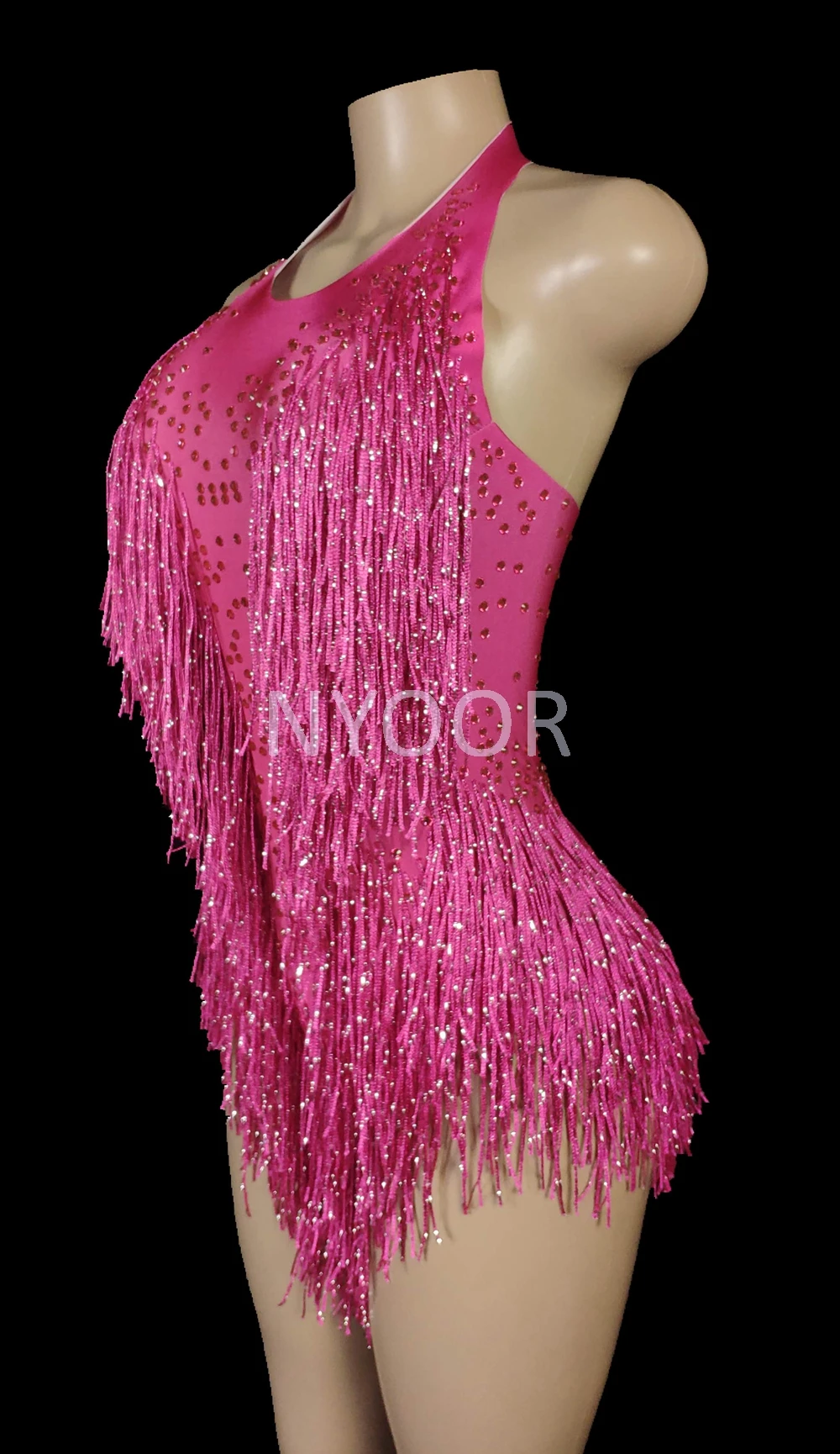 Sparkly Crystals Fringe Bodysuit Women Nightclub Party Outfit Dance Costume One-piece Stage Wear Sexy Performance Show Leotard