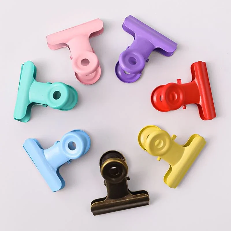 5PCS/Set Multiple Colors Vintage Metal Paper Clip Binder Clips Grip Clamps Ticket Paper Document Office School Stationery 30MM