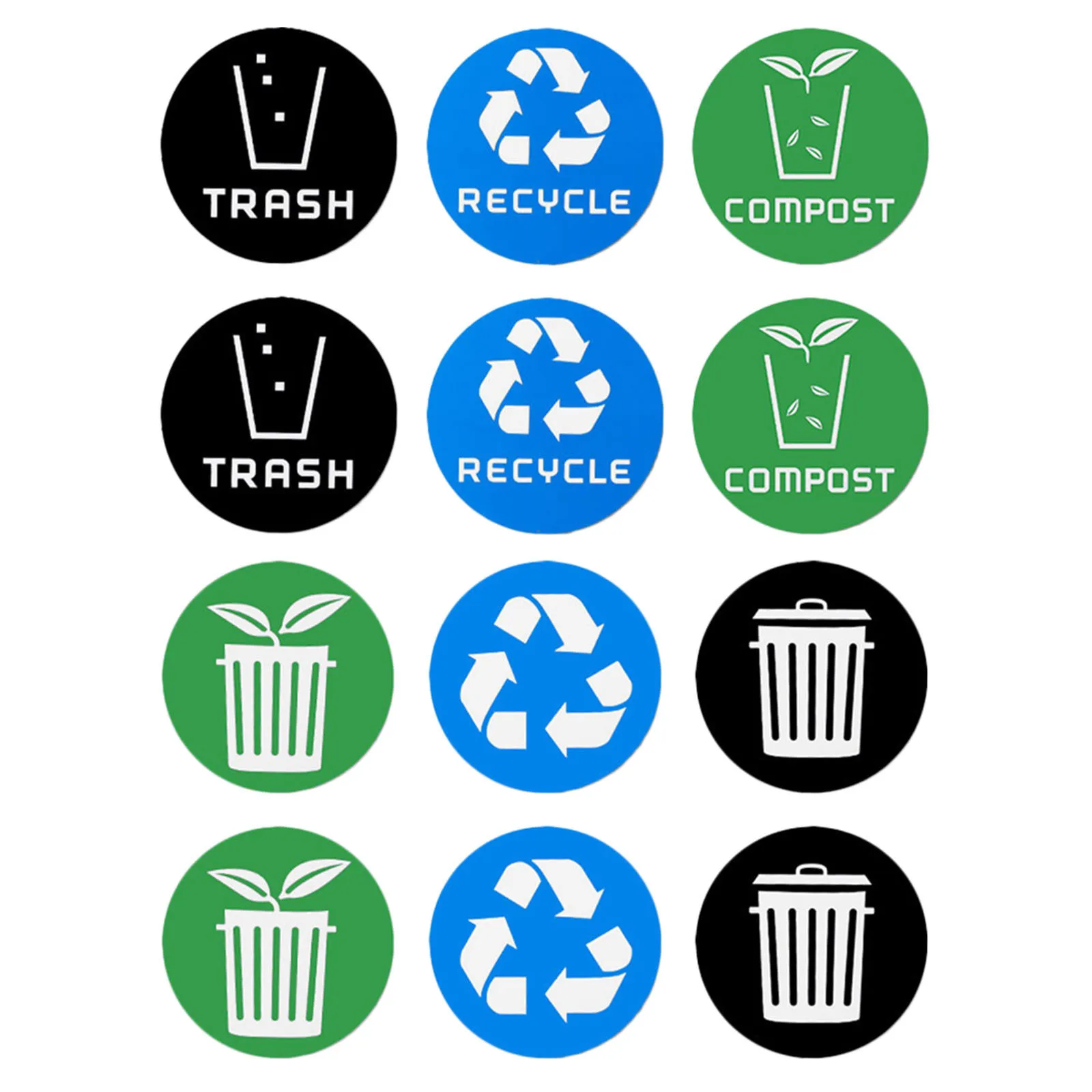 

12pcs Garbage Sorting Stickers Waterproof Pvc Self-Adhesive Recycling Trash Can Labels For Waste Bin Folder Organizer