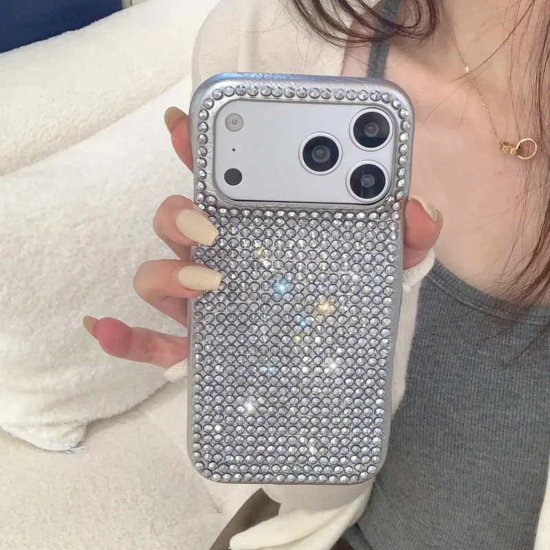 

Luxury Glitter Diamond Cute Phone Case For iPhone 17 Pro 16 15 14 Pro Max Back Cover Shockproof Protective Cases For iPhone 16 P