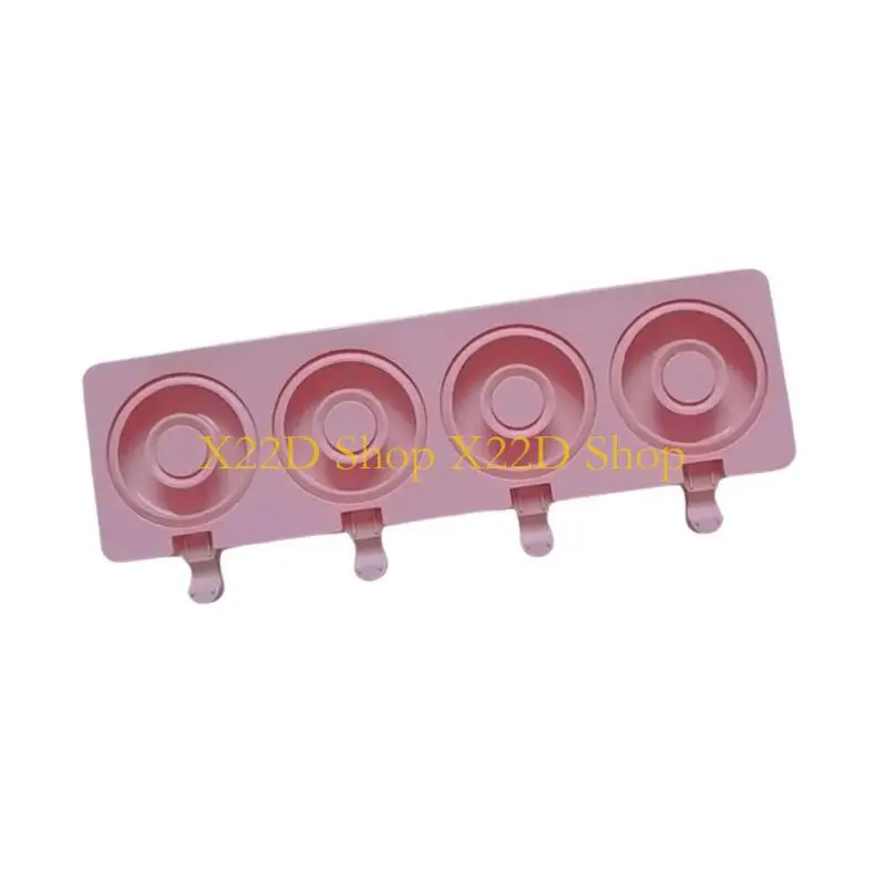 X22D 4 Cavity Ices Cream Mold Doughnuts Silicone Popsicles Molds Baking Tool Cake Candy Candy Mold Baby Ices Maker