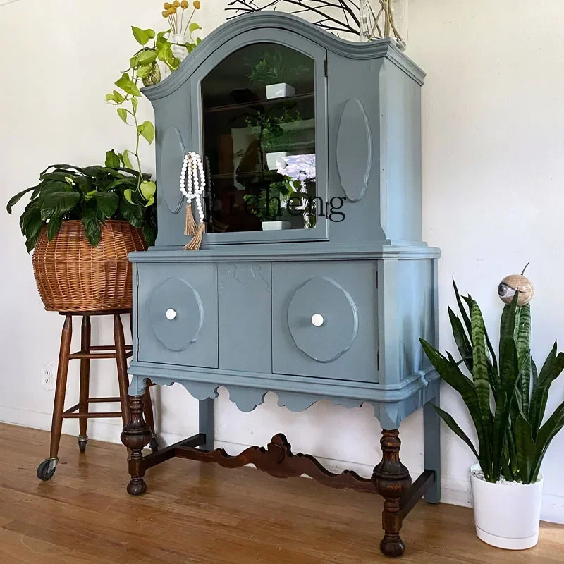 French Retro  Sideboard Wall-Mounted Integrated Display Cabinet American Style Living Room Storage Cabinet Kitchen Organizer