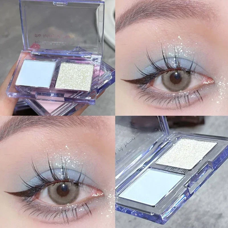 Paleta de sombras fosca Glitter para mulheres, azul, roxo, punk, esfumaçado, em tons frios, pó, impermeável, pigmentos para os olhos nuos, cosméticos