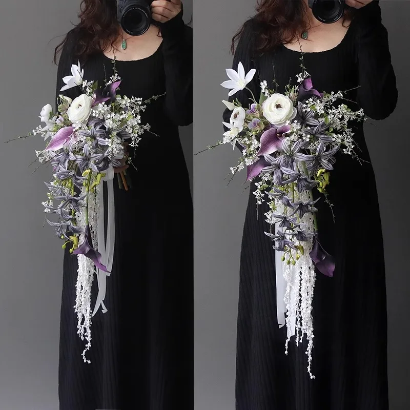 

Retro elegant air bouquet, wedding photography bouquet, living room model room decoration ornament soft purple