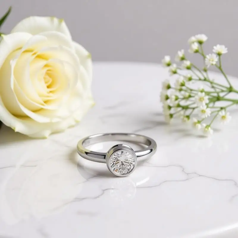 

Simple 925 Sterling Silver Round Crystal Cubic Zircon Rings For Women Girls Wedding Engagement Party Jewelry Gifts Accessory