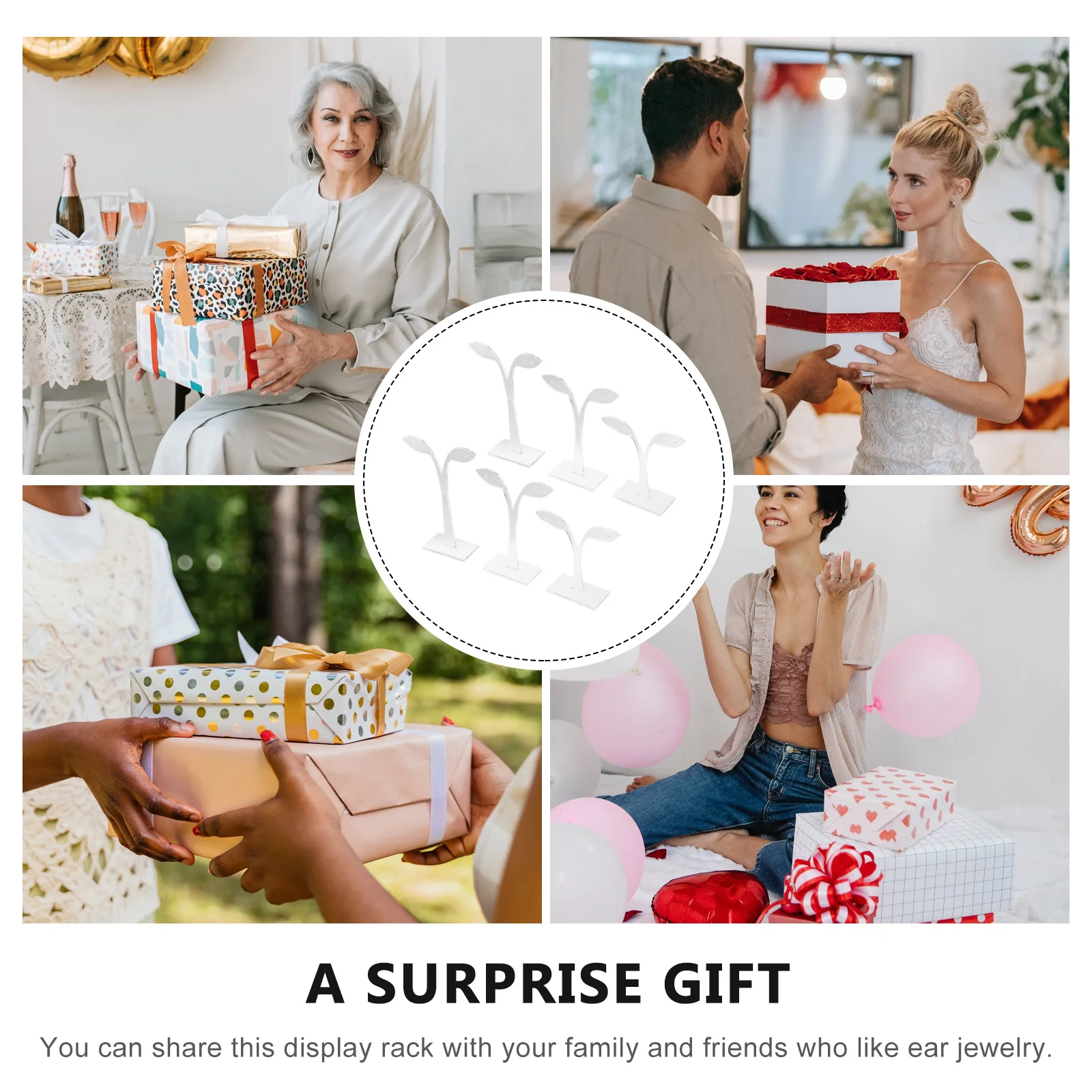 

6 Pcs Bracket Ear Studs Display Stand Transparent Acrylic Earring Holder Organizer Earrings Retail