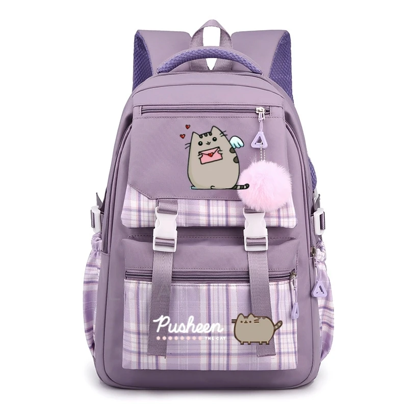 New Fat Cat Backpack Sweet Soft Large Capacity Student Schoolbag College Students Patchwork Laptop Simple Mochilas 4 Color