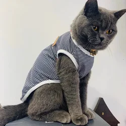 Letnia bawełniana kotka kamizelka dla szczeniaka klasyczne prążki dla zwierząt bez rękawów t-shirt dla małych psów koty kociak ubranie strój ropa para gatos