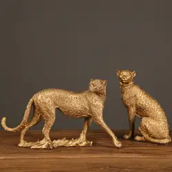 Retro Resin Cheetah Statue Figurine Panther Leopard Sculpture Table Desktop Decor, Captured Every Detail Decoration