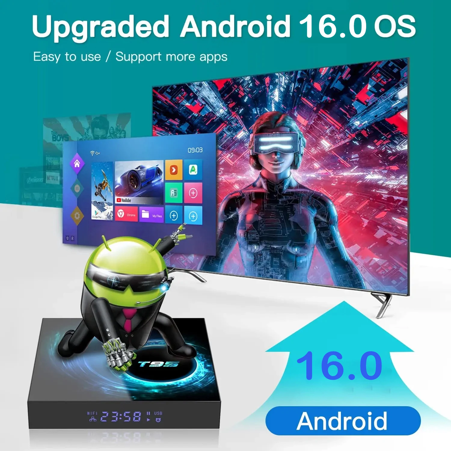 Android 16 T95 Smart TV Box Allwinner H616 Bluetooth 6.0 Quad Core Ram 4GB 8GB Rom 64GB 128GB Wifi 5G Media Player Set Top Box