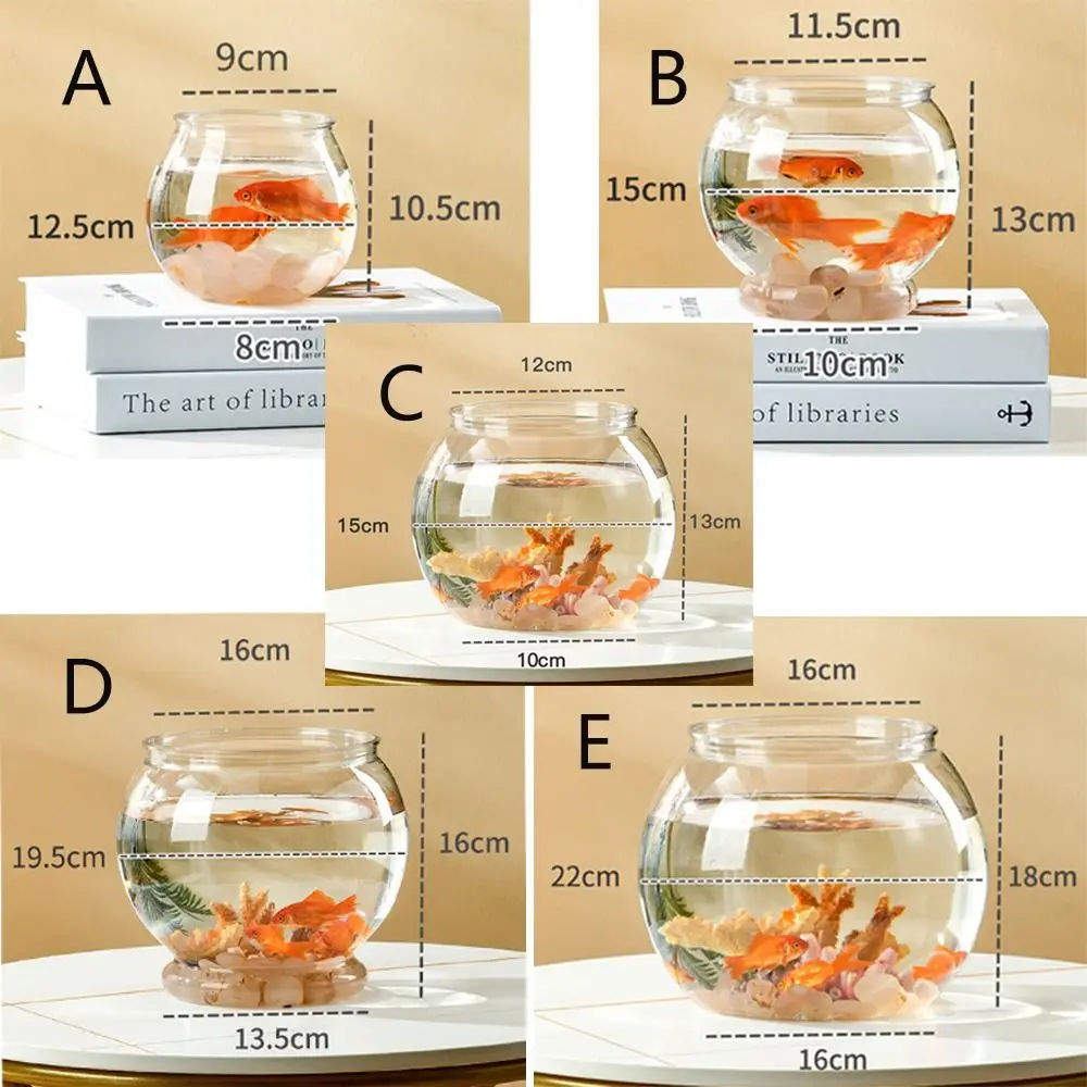 Clear Transparent Round Fish Tank Portable Small Fish Bowl Plastic light luxury Desktop Aquarium Bowl small ornamental fish