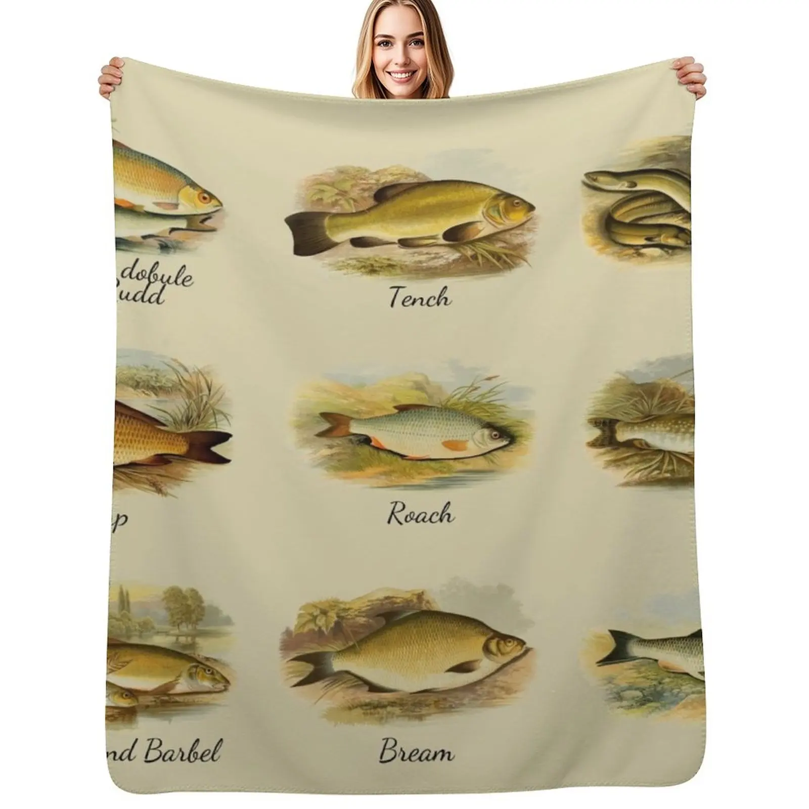 

British Freshwater fish identification ID Throw Blanket blankets and throws For Baby Nap Cute Blankets