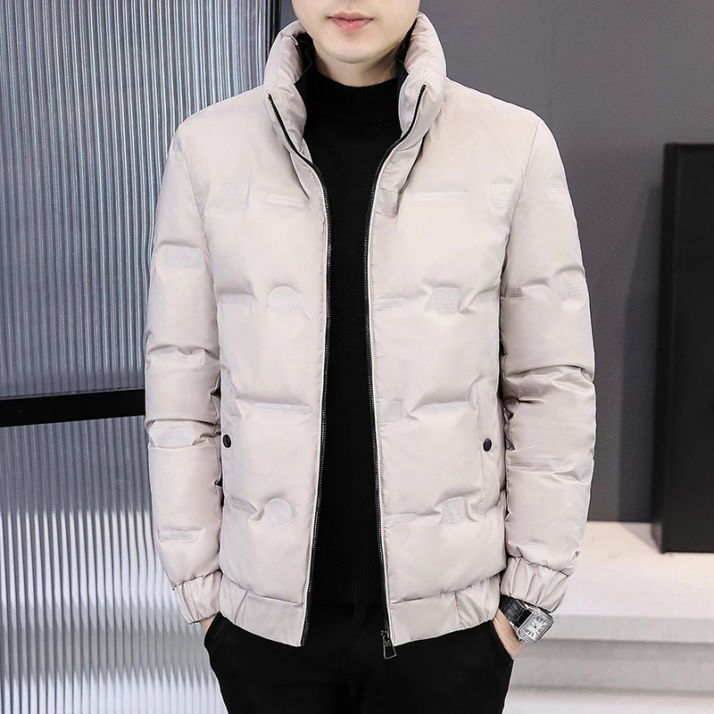 

Trendy Men's down Jaet 2024 Winter ort Quilted Warmth Du down Stand Collar Coat Youth Faion Polyester Fabric Waterproof