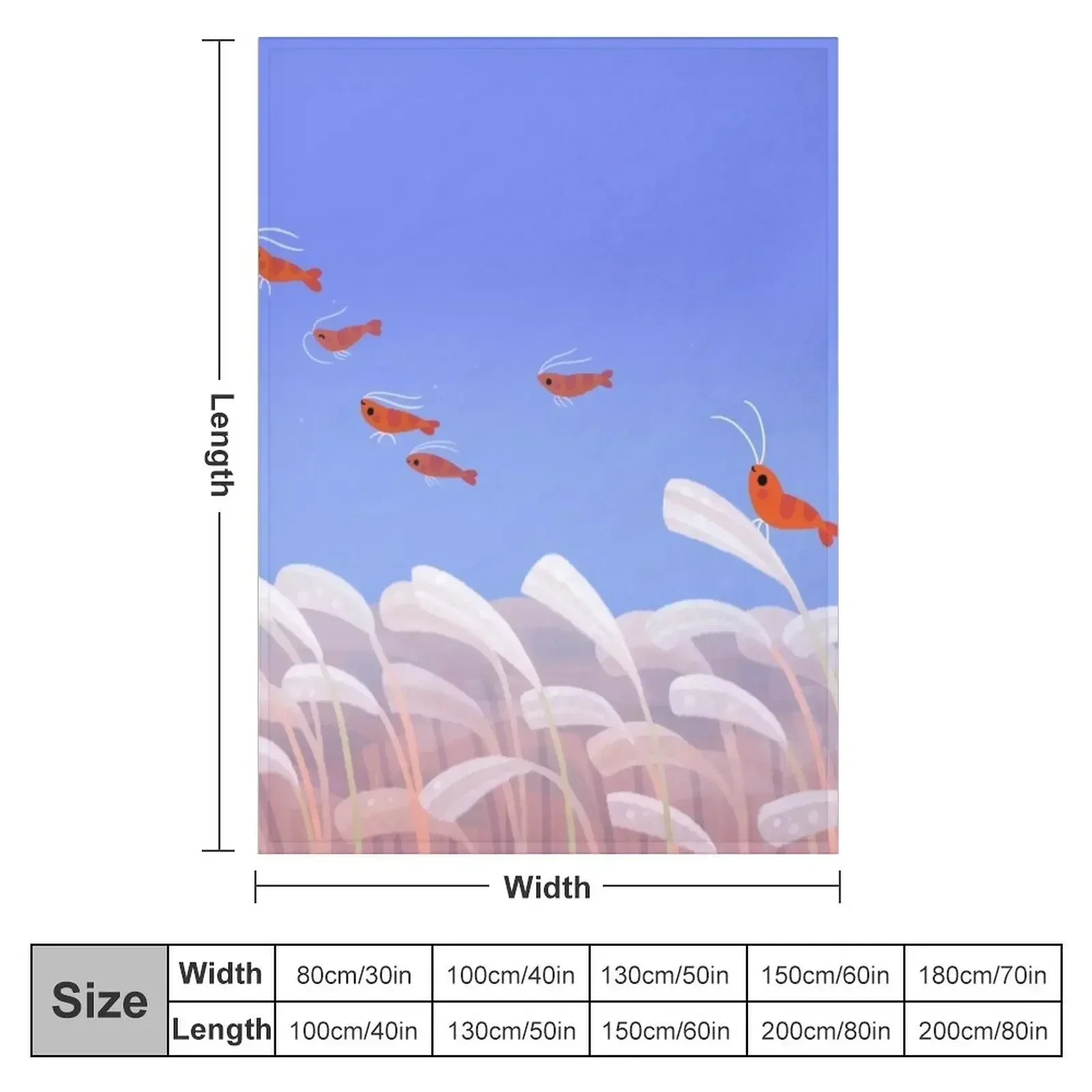 Flying cherry shrimp Throw Blanket couch cozy soft plush fuzzy picnic outdoor blanket