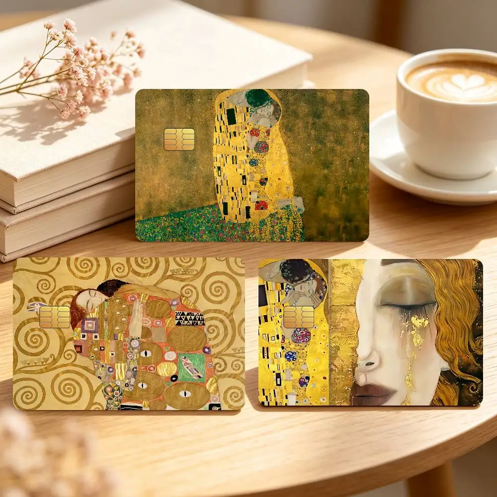 Art Gustav Klimt Kiss Credit Card Sticker Waterproof Anti-Scratch 4PCS Bank Debit Traffic Cover Decoration