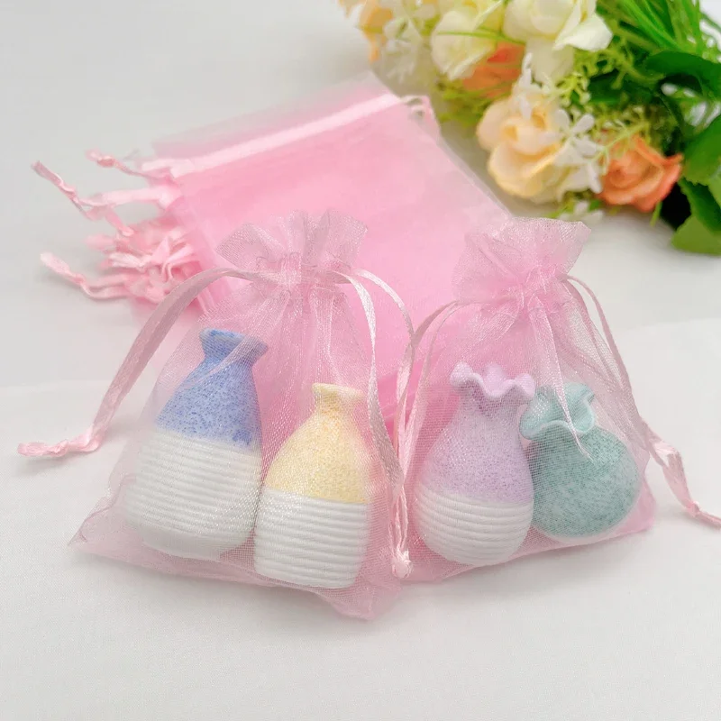 

Light Pink Mesh Storage Bags, Gift Bags, Wedding Packaging, Jewelry Drawstring, Big Pouch, 100Pcs