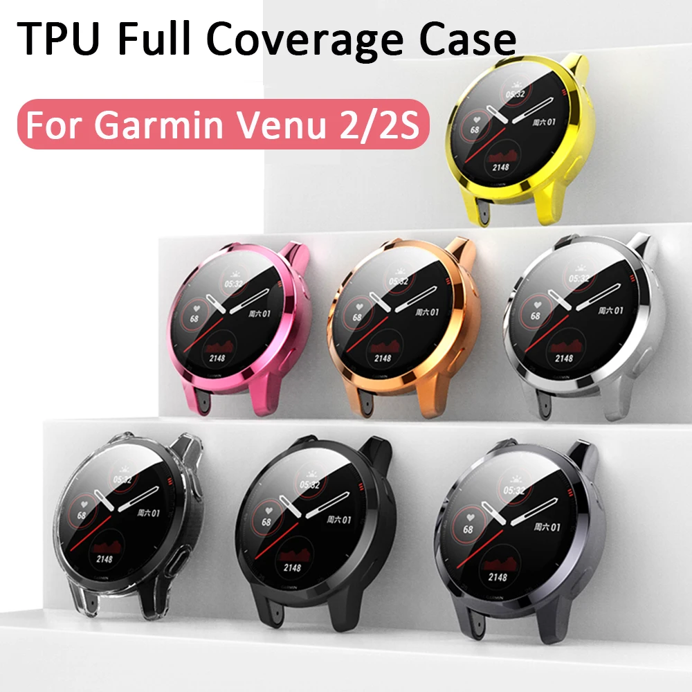 Bumper Cover Full Coverage Screen Protector Protective Case TPU For Garmin Venu 2/2S Vivoactive 4/4S
