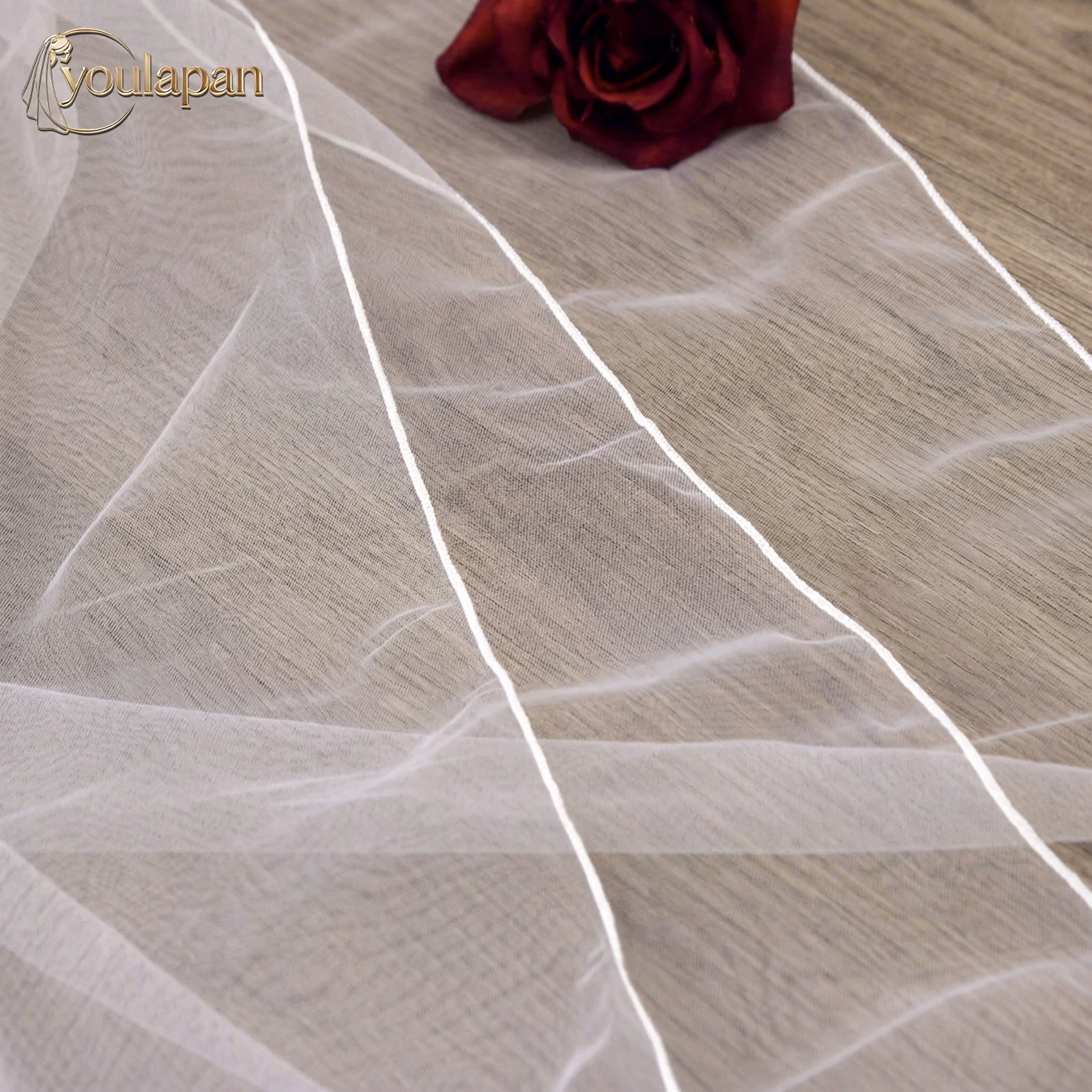 TOPQUEEN Pencil Edge Bridal Veil 2 Layer Simple Wedding Veil With Blusher Bridal Veil With Comb Long Veil Customizable V17