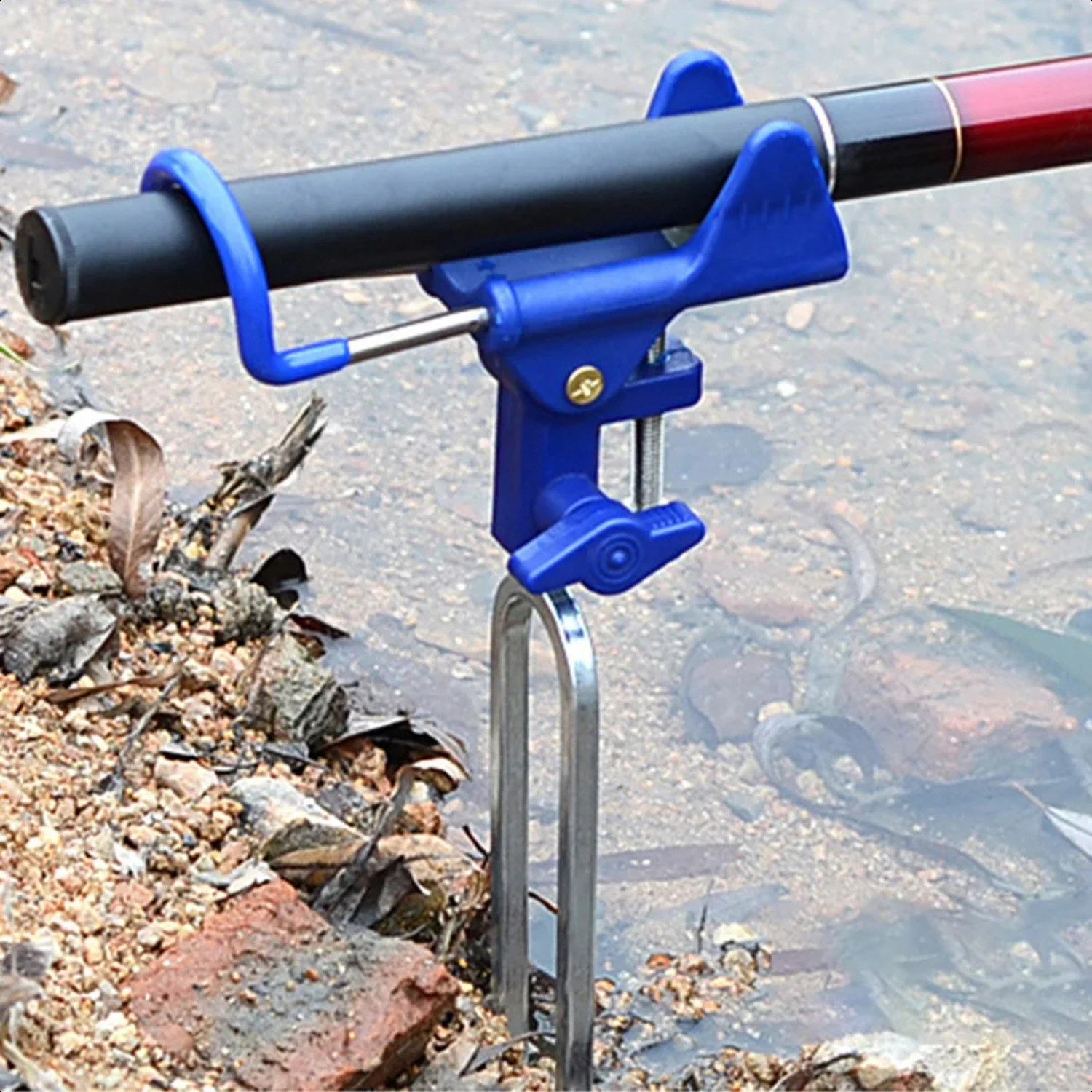 

Durable and adjustable stainless steel fishing rod holder, perfect for avid fishing enthusiasts. Sturdy construction, must-have