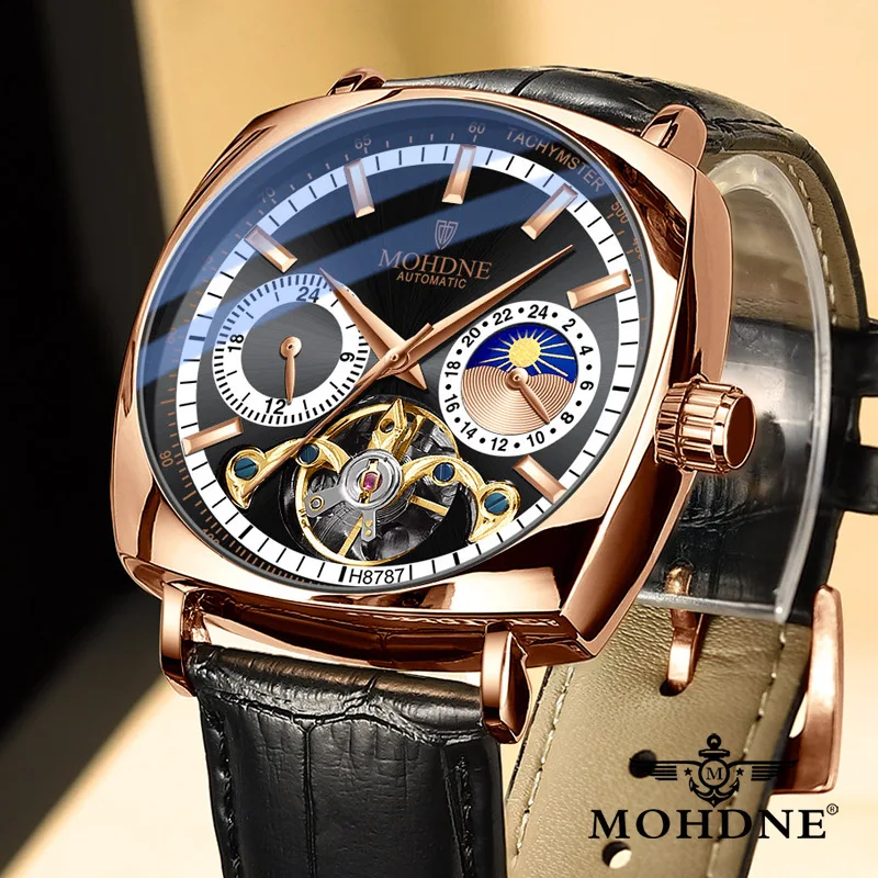 2022 new multifunzionale square Fashion Automatic Men Watch lunar phase orologi meccanici orologio da polso da uomo di lusso reloj hombre