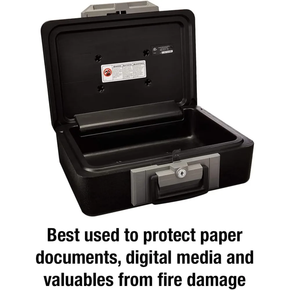 Cassetta di sicurezza ignifuga con serratura a chiave, cassaforte con maniglia per il trasporto per proteggere denaro, gioielli, documenti, 0,25 piedi cubi