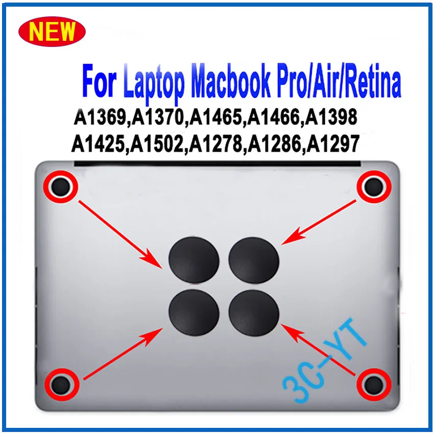 

1Set Laptop Foot Pad Bottom Case Rubber Feet For Macbook Pro A1425 A1502 Air A1369 A1370 A1465 A1466 A1278 A1286